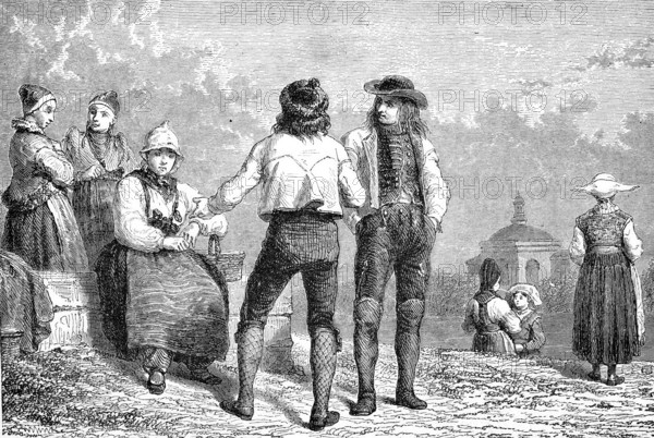 Traditional costumes from Norway in 1860.