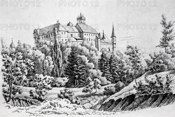 Schwarzenberg Castle near Scheinfeld in the Middle Ages.