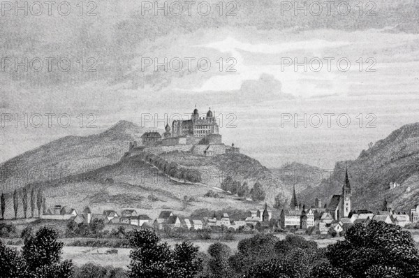 Plassenburg Castle and the town of Kulmbach in the Middle Ages.