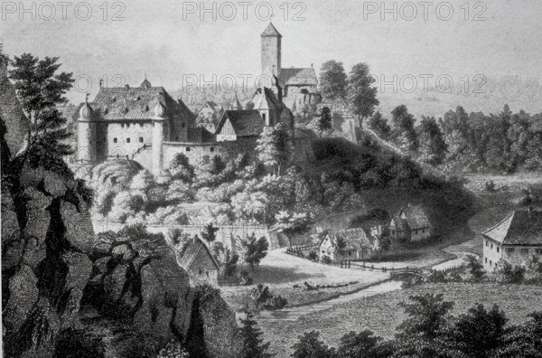 Medieval view of Aufsess Castle.