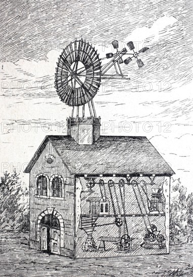 Wind engine for agricultural purposes.
