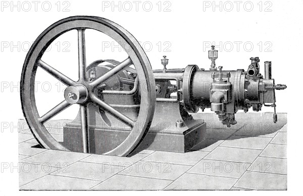 Horizontal petroleum engine.