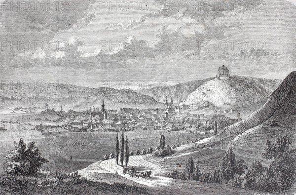 Liberation Hall and town of Kelheim.