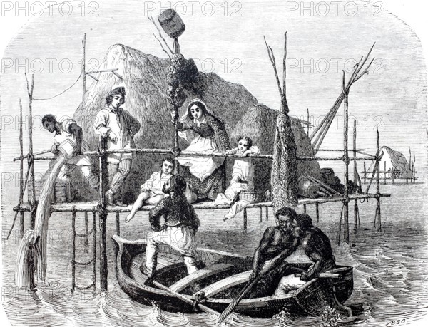 Sponge fishermen at work.