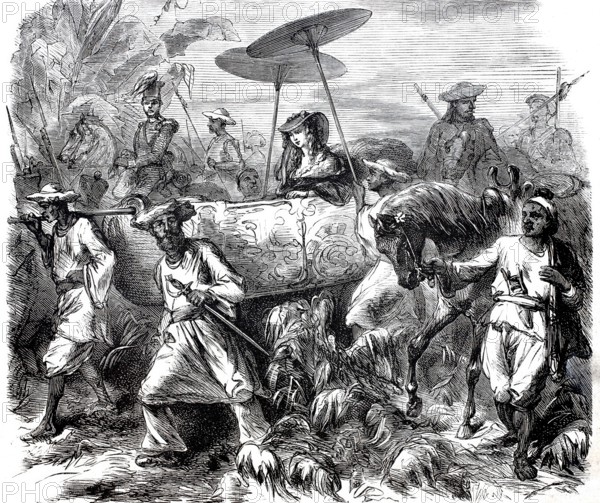 Wilhelmina Mac-Slane in a palanquin.