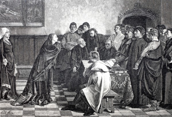 Mary of Burgundy asks the judges of Ghent for mercy for the councillors Hugonet and d'Himbercourt.