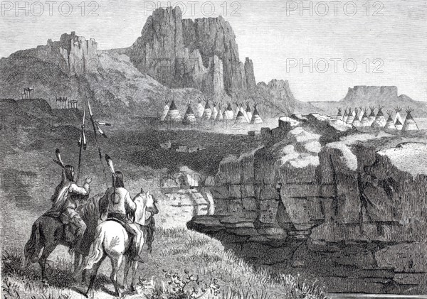 An Indian camp with tents.