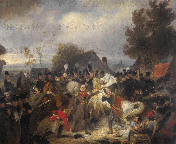 The Prince of Orange changes his wounded horse during the Battle of Boutersem