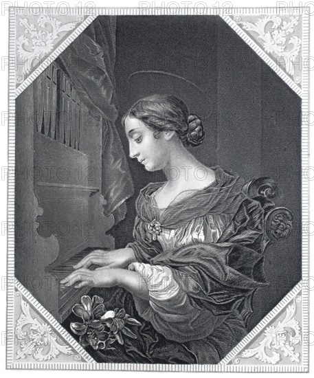 Saint Cecilie playing the organ.