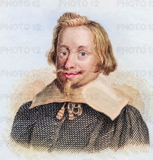 John Pym (born 1584 in Cannington. Somerset. died 8 December 1643) was an English lawyer and spokesman for the parliamentary party in the English House of Commons during the reign of Charles I. Historical. colored. digitally restored reproduction from an original from the 19th century