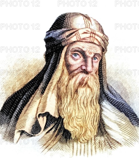 Basil of Caesarea (born around 330 in Caesarea. Cappadocia. died 1 January 379 there) was an ascetic. bishop and theologian. one of the most outstanding figures in late antique Christianity. From the book Crabbe's Historical Dictionary. 1825. Historical. colored. digitally restored reproduction from an original from the 19th century