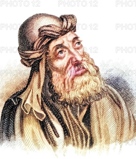 Saint Cyril of Jerusalem (born around 313. died 386). outstanding theologian of the early Church. from the book Crabbe's Historical Dictionary. 1825. historical. colored. digitally restored reproduction from an original from the 19th century