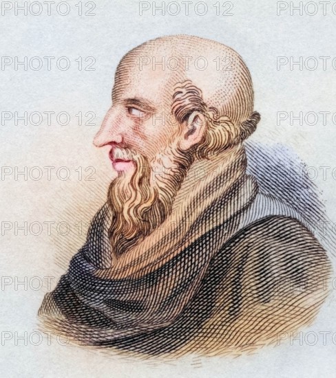 Chrysippus of Soloi (born 281/276 BC in Soloi in Cilicia. died 208/204 BC probably in Athens). usually called Chrysippus in German. was a Greek philosopher who. after the death of his teacher Cleanthes in 232/231 BC. became head of the Stoic school and renewed it as one of its most important representatives. from the book Crabbe's Historical Dictionary. 1825. Historical. colored. digitally restored reproduction from an original from the 19th century