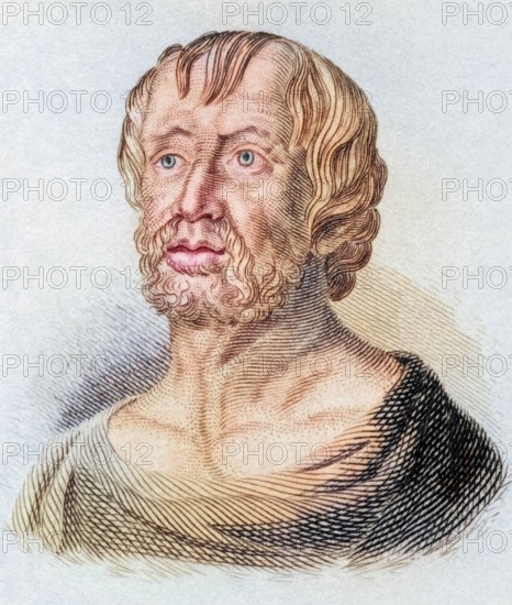Lucius Annaeus Seneca. called Seneca the Younger (born around the year 1 in Corduba. died 65 AD near Rome). was a Roman philosopher. playwright. naturalist. politician and. as a Stoic. one of the most widely read writers of his time. from the book Crabbe's Historical Dictionary. 1825. Historical. colored. digitally restored reproduction from an original from the 19th century
