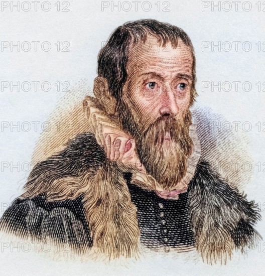 Justus Lipsius. actually Joest Lips. (born 18 October 1547 in Overijse. died 23 March 1606 in Leuven) was a Flemish philosopher and philologist as well as military scientist. from the book Crabbe's Historical Dictionary. 1825. Historical. colored. digitally restored reproduction from an original from the 19th century