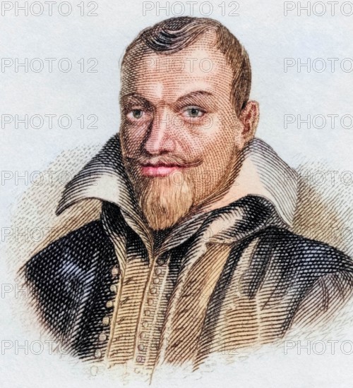 Johannes van Meurs. Meursius. (born February 9. 1579 in Loosduinen near The Hague. died September 20. 1639 in Sorø) was a Dutch classical philologist and historian. He was the father of the philologist John Meursius. From the book Crabbe's Historical Dictionary. 1825. historical. colored. digitally restored reproduction from a 19th-century original