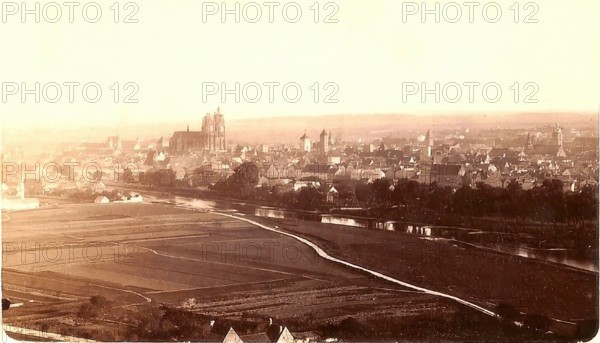 The city of Regensburg in 1866. Bavaria. Germany. Historical. digitally restored reproduction from an original from the 19th century