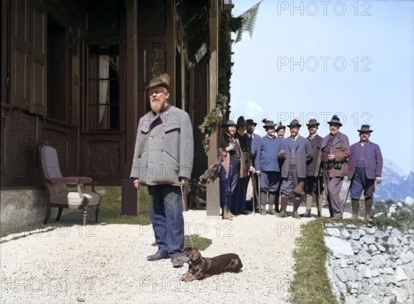 Luitpold Karl Joseph Wilhelm of Bavaria (born 12 March 1821 in Würzburg. died 12 December 1912 in Munich) was Prince Regent of the Kingdom of Bavaria from 1886 until his death. here on a hunting trip to Schachen. historical. digitally restored reproduction from a 19th-century original