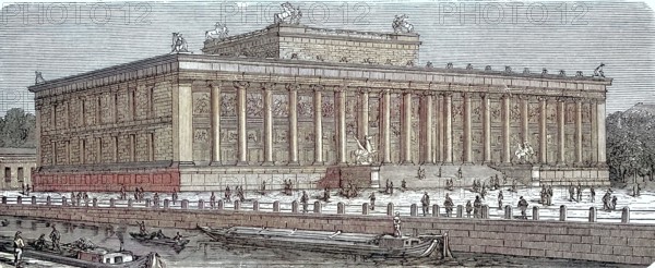 The Old Museum of Berlin. built by Schinkel. view from the Lustgarten. around 1895. Germany. digitally restored reproduction of an old original. historical. exact date unknown