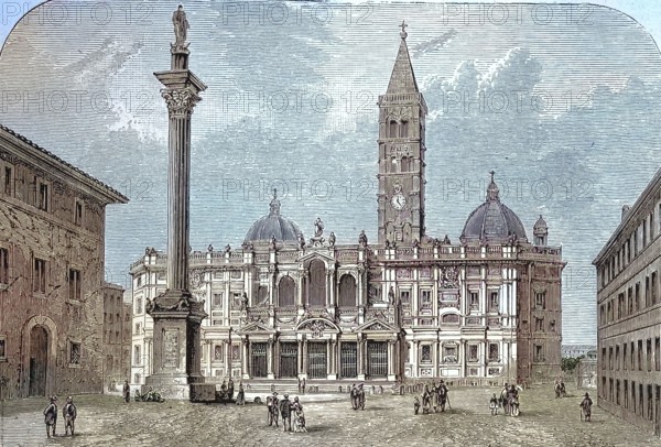 Santa Maria Maggiore. Basilica Sanctae Mariae Maioris. also Santa Maria della Neve. Our Lady of the Snows. one of the four papal basilicas of Rome with the rank of a major basilica and one of the seven pilgrimage churches. Rome. Italy. digitally restored reproduction of an old original. historic. exact date unknown