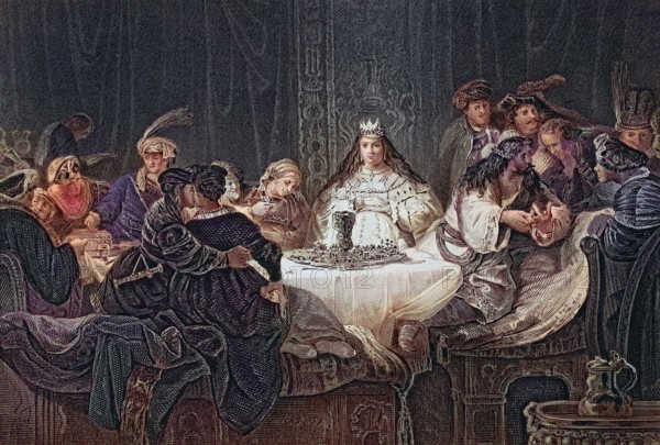 Samson's Riddle. Samson's Riddle. passage from the Book of Judges in the Old Testament. after a painting by Rembrandt. digitally restored reproduction of an old original. historical. exact date unknown