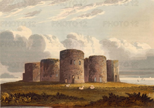 Cambu Castle. England. around 1850. after a painting by Theodore Henry Adolphus Fielding. digitally enhanced reproduction. historical. exact date unknown