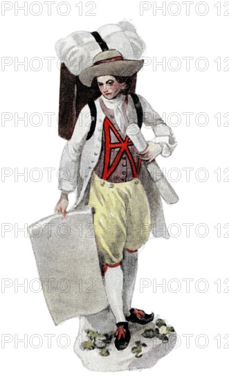 Costumes based on porcelain figures in Germany and Austria. Rococo. Meissen. 1750. Historical. authentic. digitally restored reproduction from a 19th-century model