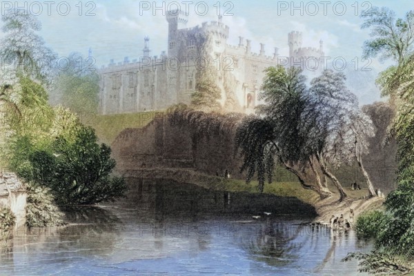 Kilkenny Castle. Kilkenny. Ireland. from The Scenery and Antiquities of Ireland. 1841. digital reproduction of a historical original