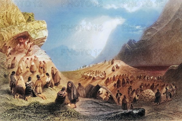 A pattern in Connemara. Ireland. from The Landscape and Antiquities of Ireland. 1841. digital reproduction of a historical original