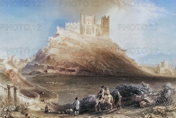 Approach to Cashel from the North. Connemara. County Galway. Ireland. from The Scenery and Antiquities of Ireland. 1841. digital reproduction of a historical original