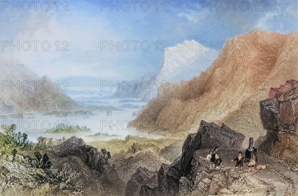 Approach to Killarney from the Kenmare Road. County Kerry. Ireland. from Scenery and Antiquities of Ireland. 1841. digital reproduction of a historical original
