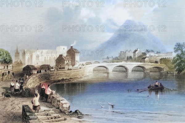 Ballina. County Mayo. Ireland. from The Landscape and Antiquities of Ireland. 1841. digital reproduction of a historical original