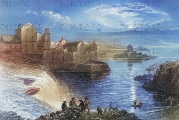 Ballyshannon. County Donegal. Ireland. from The Landscape and Antiquities of Ireland. 1841. digital reproduction of a historical original