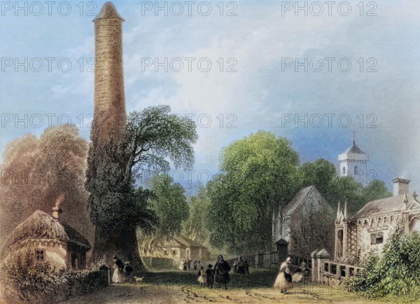Clondalkin. Ireland. from The Landscape and Antiquities of Ireland. 1841. digital reproduction of a historical original