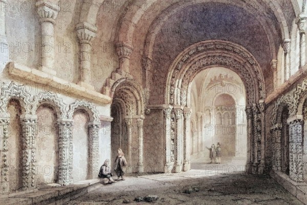 Cormac's Chapel. Cashel. Connemara. County Galway. Ireland. from The Scenery and Antiquities of Ireland. 1841. digital reproduction of a historical original