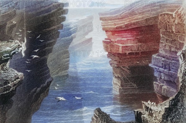 Bay in Malbay. Miltown Malbay. County Clare. Ireland. from The Scenery and Antiquities of Ireland. 1841. digital reproduction of a historical original