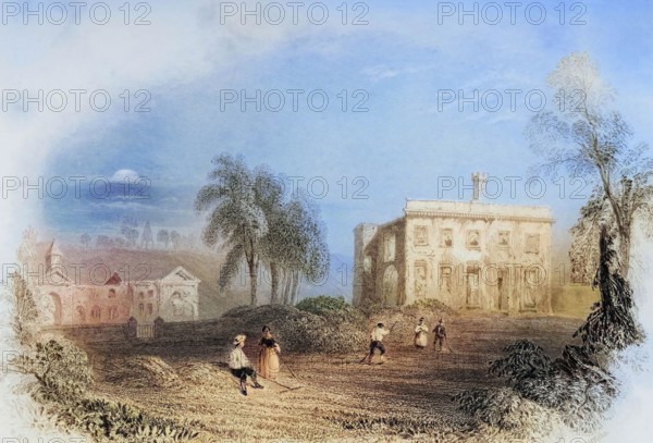 Dangan Castle. County Meath. Ireland. from The Scenery and Antiquities of Ireland. 1841. digital reproduction of a historical original