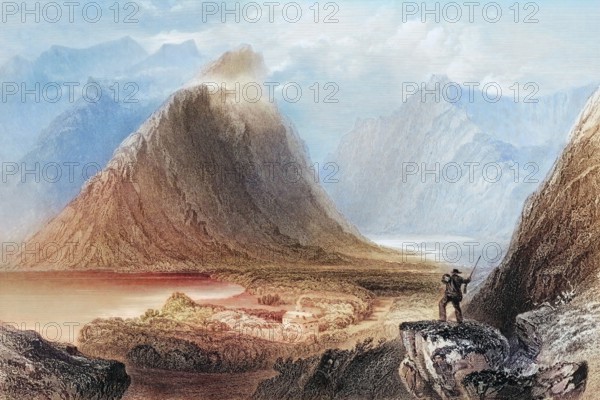 Delphin Lodge. Ireland. from The Landscape and Antiquities of Ireland. 1841. digital reproduction of a historical original