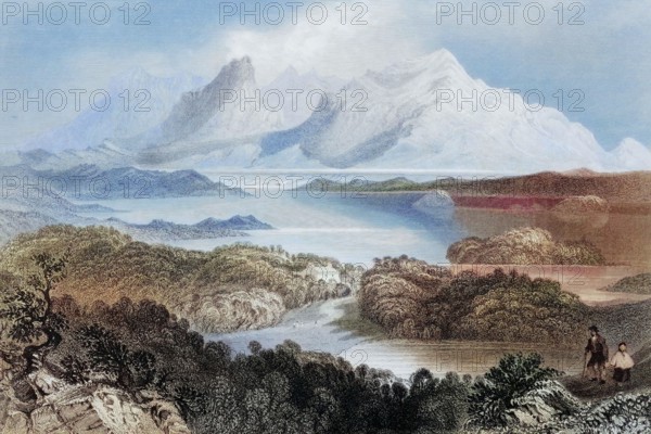 Garromin. Connemara. Ireland. from The Landscape and Antiquities of Ireland. 1841. digital reproduction of a historical original
