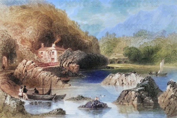 Glengariff Inn. County Cork. Ireland. from The Scenery and Antiquities of Ireland. 1841. digital reproduction of a historical original
