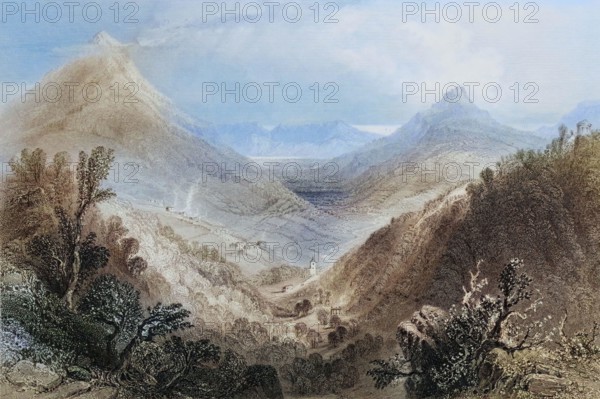 Glen of the Downs. County Wicklow. Ireland. from The Scenery and Antiquities of Ireland. 1841. digital reproduction of a historical original