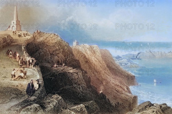 Killiney Hill. near Dublin. Ireland. from The Scenery and Antiquities of Ireland. 1841. digital reproduction of a historical original