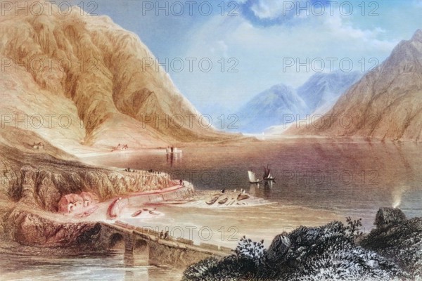 Leenane. Connemara. Ireland. from The Landscape and Antiquities of Ireland. 1841. digital reproduction of a historical original