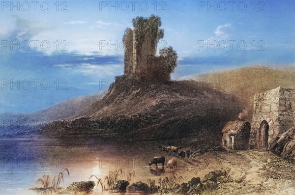 Remains of Kilcolman Castle. County Cork. Ireland. from the Scenery and Antiquities of Ireland. 1841. digital reproduction of a historical original