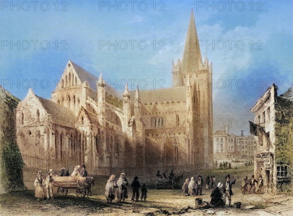 St. Patrick's. Dublin. Ireland. from The Scenery and Antiquities of Ireland. 1841. digital reproduction of a historical original