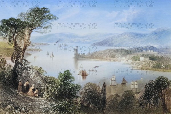 The Cork River. below the Glanmire Road. County Cork. Ireland. from Scenery and Antiquities of Ireland. 1841. digital reproduction of a historical original