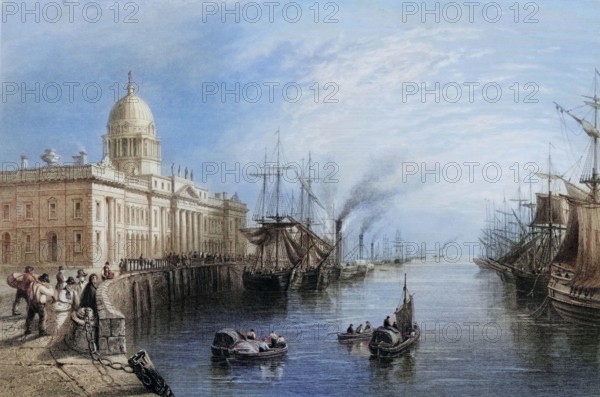 The Custom House. Dublin. Ireland. from The Scenery and Antiquities of Ireland. 1841. digital reproduction of a historical original