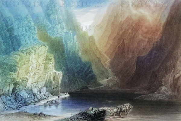 The Gap of Dunloe. Killarney. County Kerry. Ireland. from The Scenery and Antiquities of Ireland. 1841. digital reproduction of a historical original
