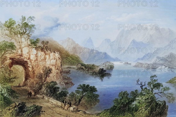 Upper Lake. Killarney. County Kerry. Ireland. from The Scenery and Antiquities of Ireland. 1841. digital reproduction of a historical original