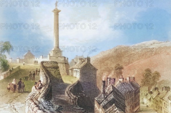 Walker's Pillar - Walls of Londonderry. Ireland. from The Scenery and Antiquities of Ireland. 1841. digital reproduction of a historical original